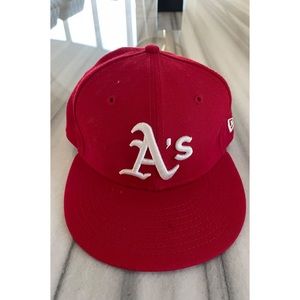 Oakland Athletics New Era Red Logo White 59FIFTY Fitted Hat